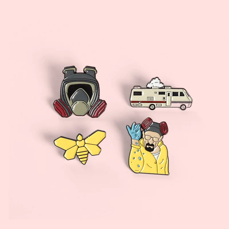 Breaking Bad Enamel Pins Wholesale Butterfly Car TV Series Lapel Pin Cartoon Shirt Brooches Badge Jewelry Gift for Fans Friends