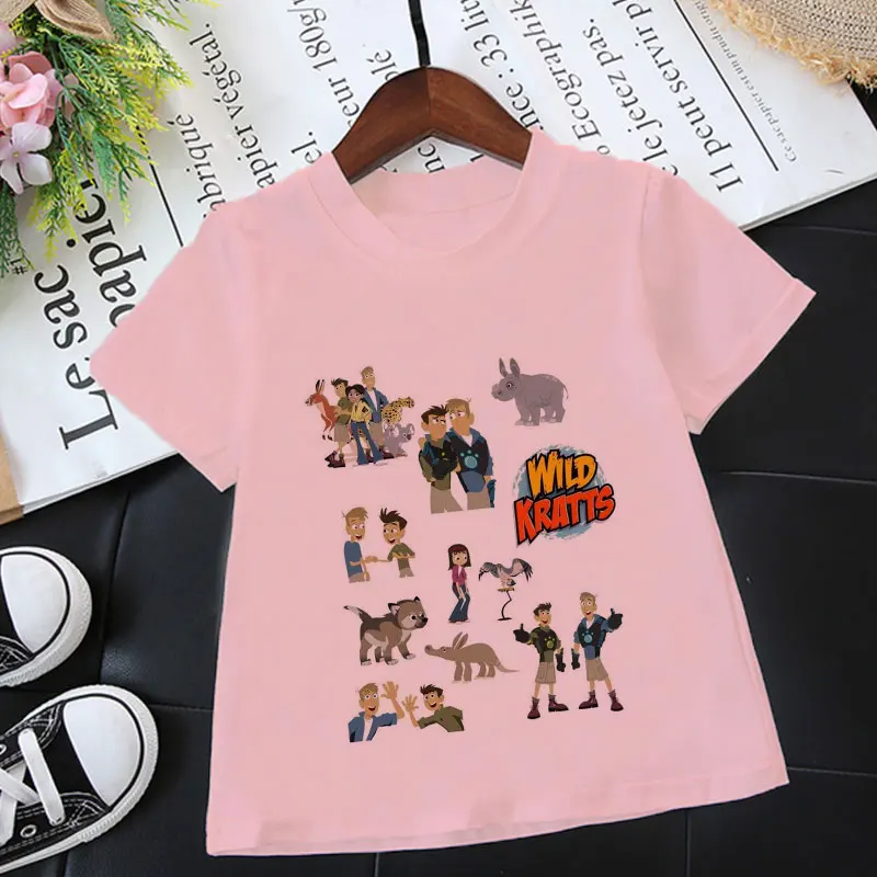 Fashion Tshirt Children Wild Kratts Animal Print T Shirt Kids Summer Tees Top Novelty Cartoon T-shirt Boys Girls Kawaii Unisex