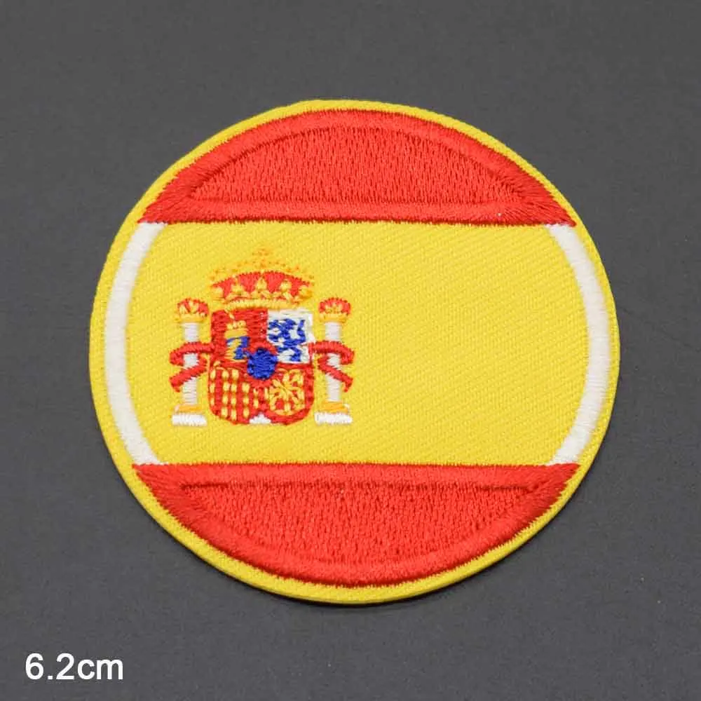 Spain National Flag Iron on USA US Germany Russia Russian UK National Flag Novelty Embroidered Clothes Patches For Clothing