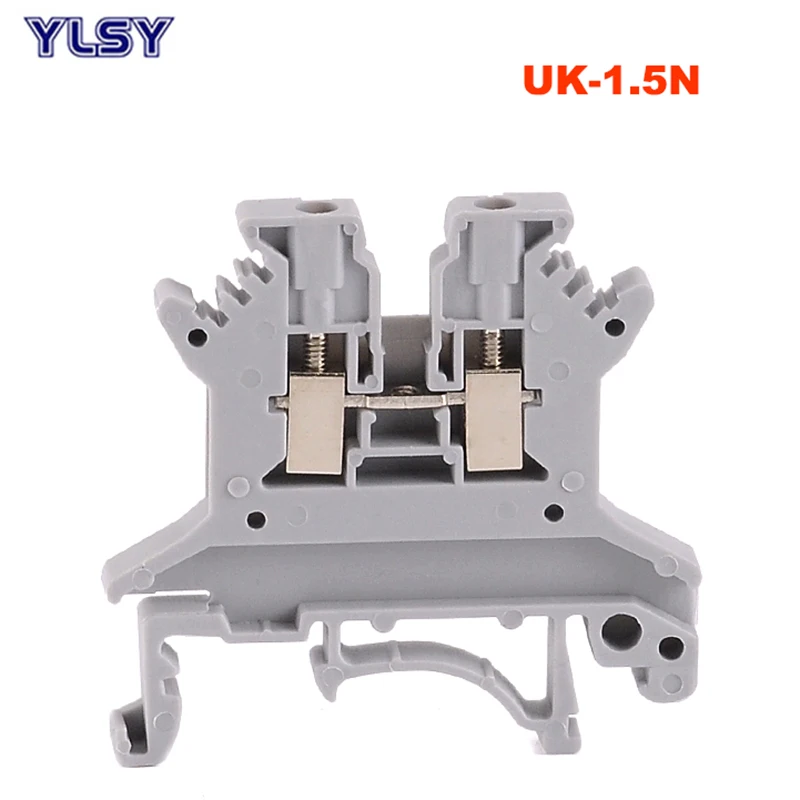 

50Pcs Din Rail Terminal Block Pure Copper UK1.5N Bornier Screw Type Electric Wire Cable Connector Morsettiera 17.5A 1.5mm2 16AWG