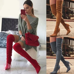 Botas acima do joelho para mulheres, salto alto fino, sapatos de festa sexy mais grandes, tamanho grande 32-48, novo em marca, 2020