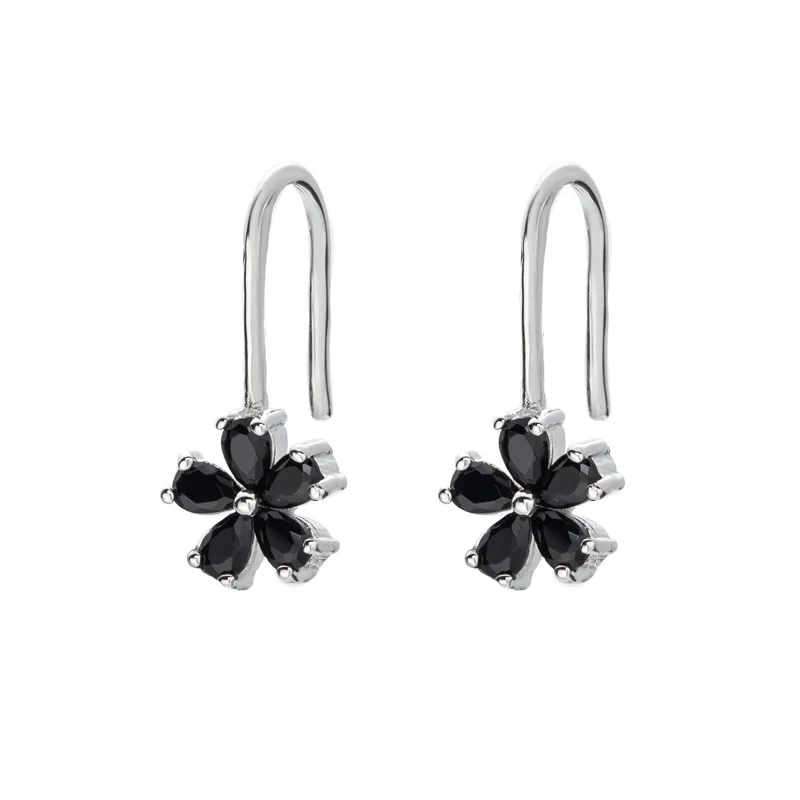 Stud Earrings Black Zircon Flow ,Thomas Style Glam Fashion Good Jewerly For Women,2020 Ts Gift In 925 Sterling Silver,Super Deal