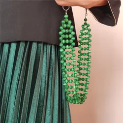 funky new design natural  green cat's eye stone beads weaving chunky bag shoulder chain