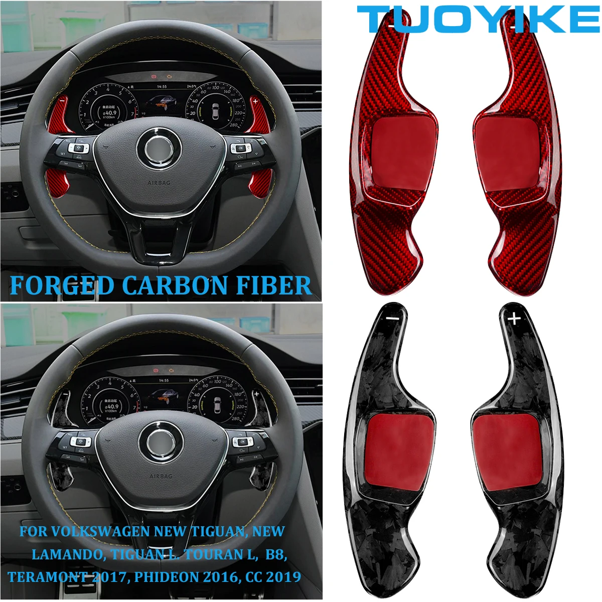 

Real Forged Carbon Fiber Steering Wheel Paddle Shifter Extension For Volkswagen Tiguan L Lamando Touran L B8 Teramont Phideon CC