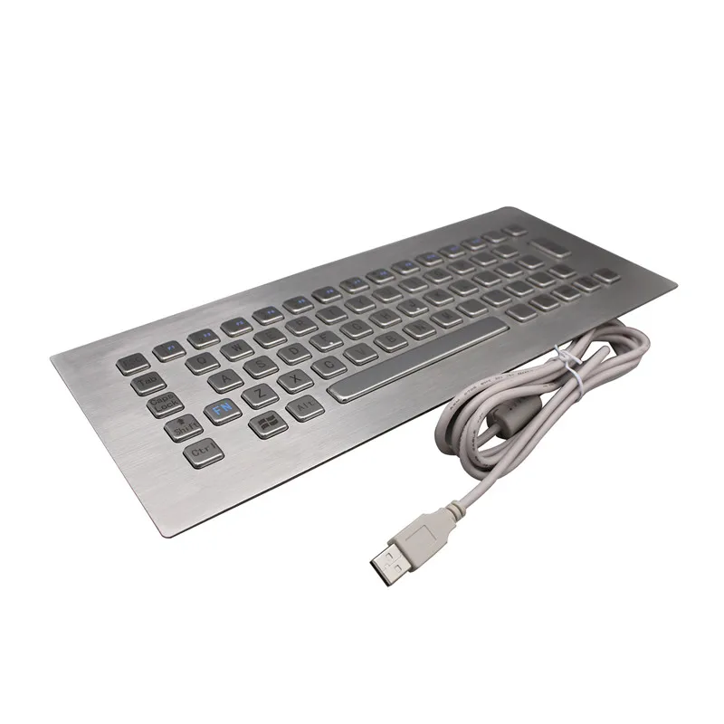 65 Keys Panel Mount Kiosk Metal Rugged Keyboard Vandal Proof Stainless Steel Industrial Keyboard For CNC Machine