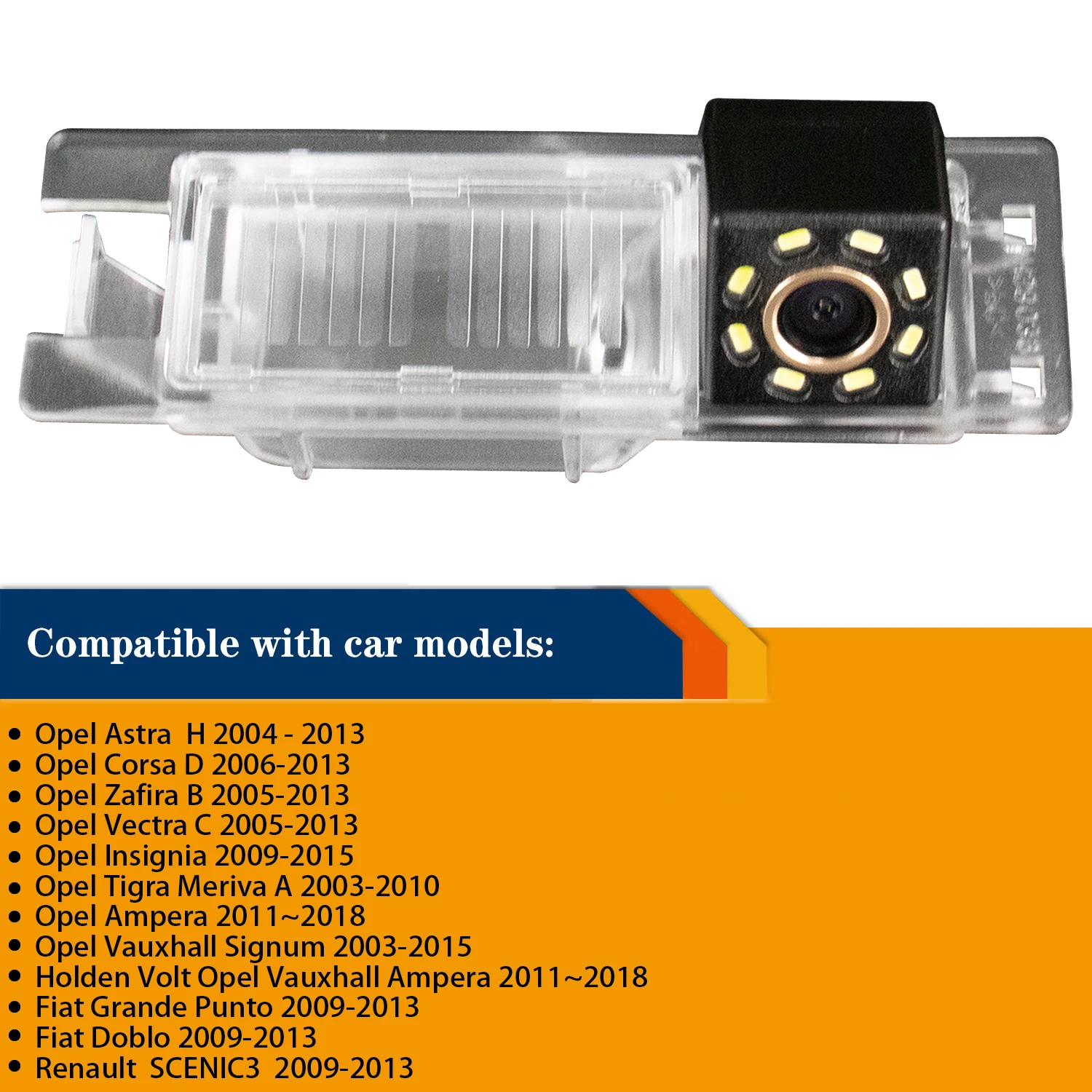 HD Rear View Reversing Backup Camera 8LED for OPEL Astra H/Meriva A/Zafira B,FIAT Grande Doblo Alfa Romeo MiTo AR Furiosa