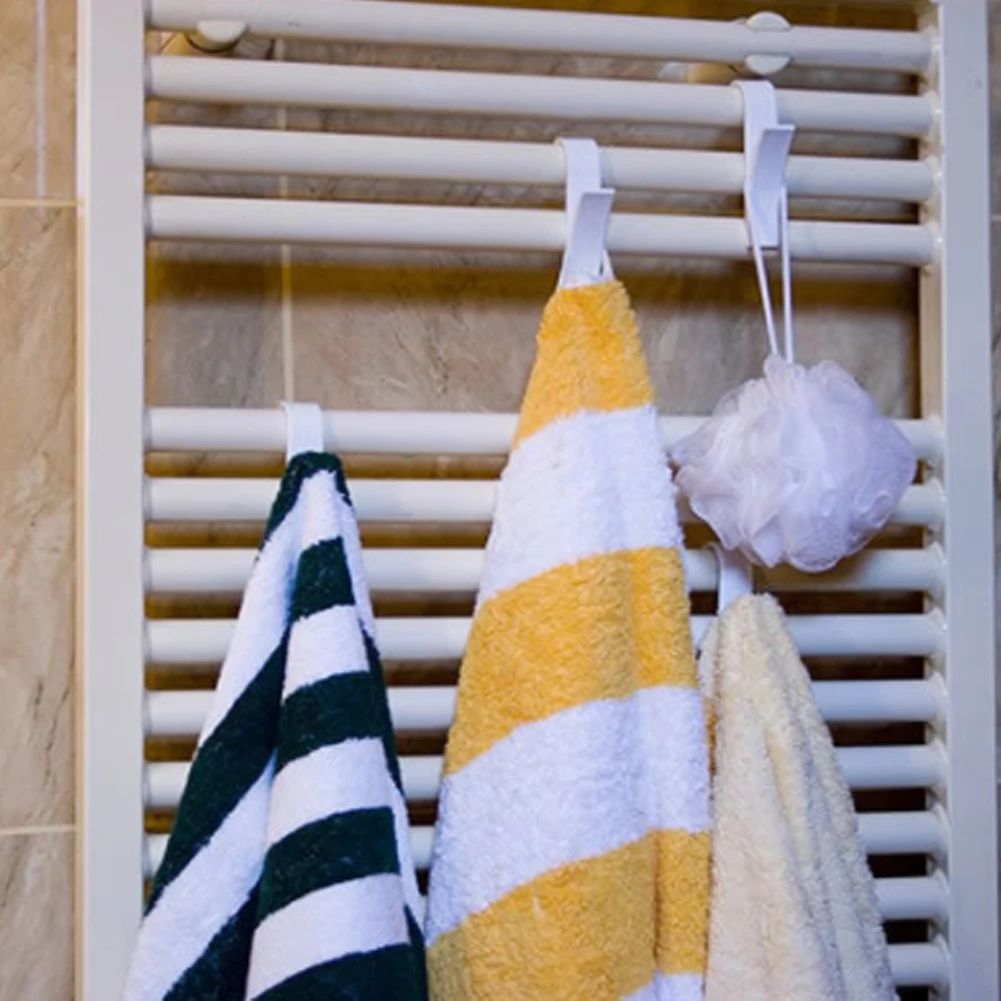 High Quality Hanger For Heated Towel Radiator Rail Clothes Hanger Bath Hook Holder Percha Plegable Scarf Hanger White 6pcs
