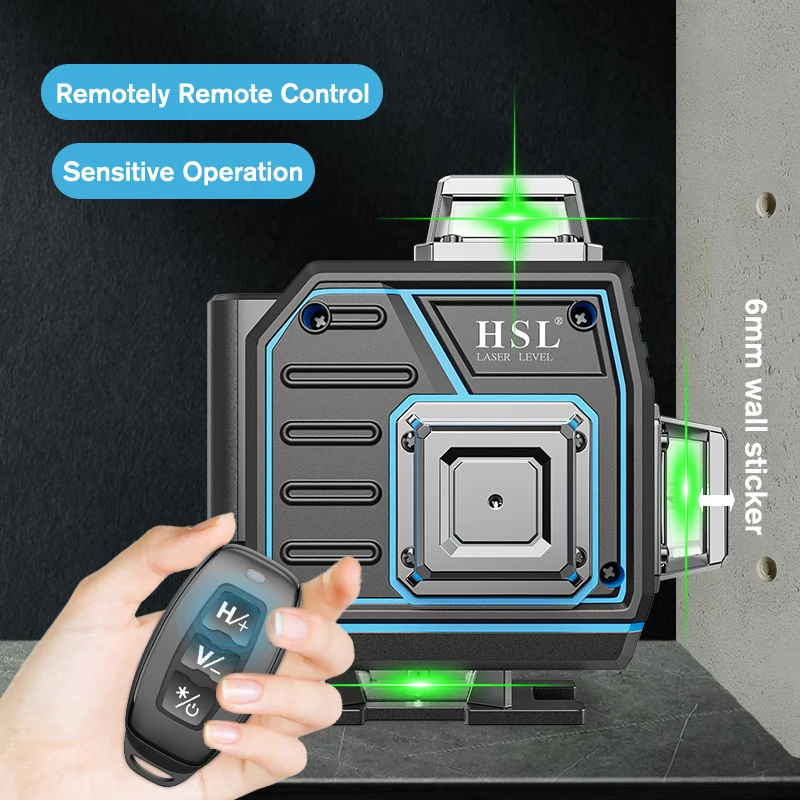 HSL 12 16 Lines 3D 4D Green Laser level 360 Self-leveling optical leveler 5200mAh 8H Endurance construction tool building tripod