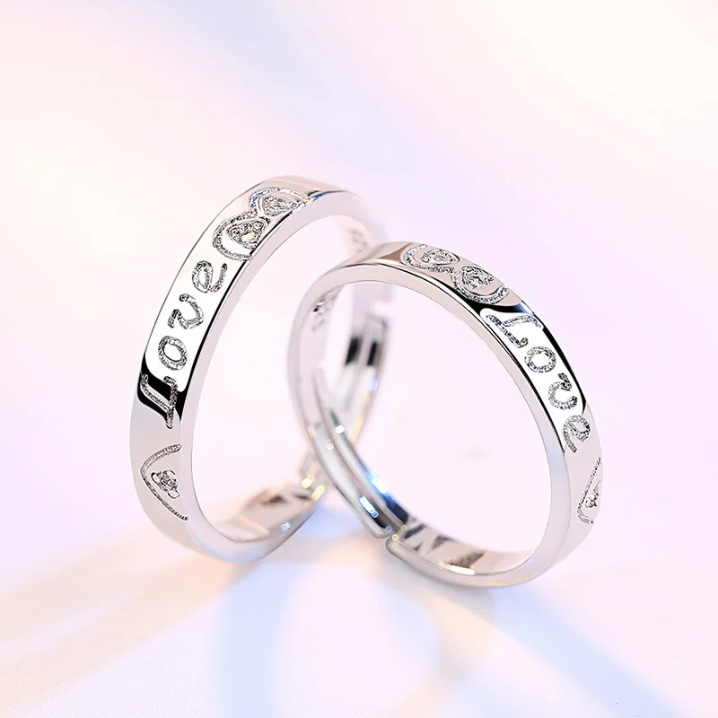 2 Teile/sätze Zirkon Herz Passenden Paar Ringe Set Für Immer Endlose Liebe Hochzeit Ring Für Frauen Männer Charme Valentinstag schmuck – Detail 9