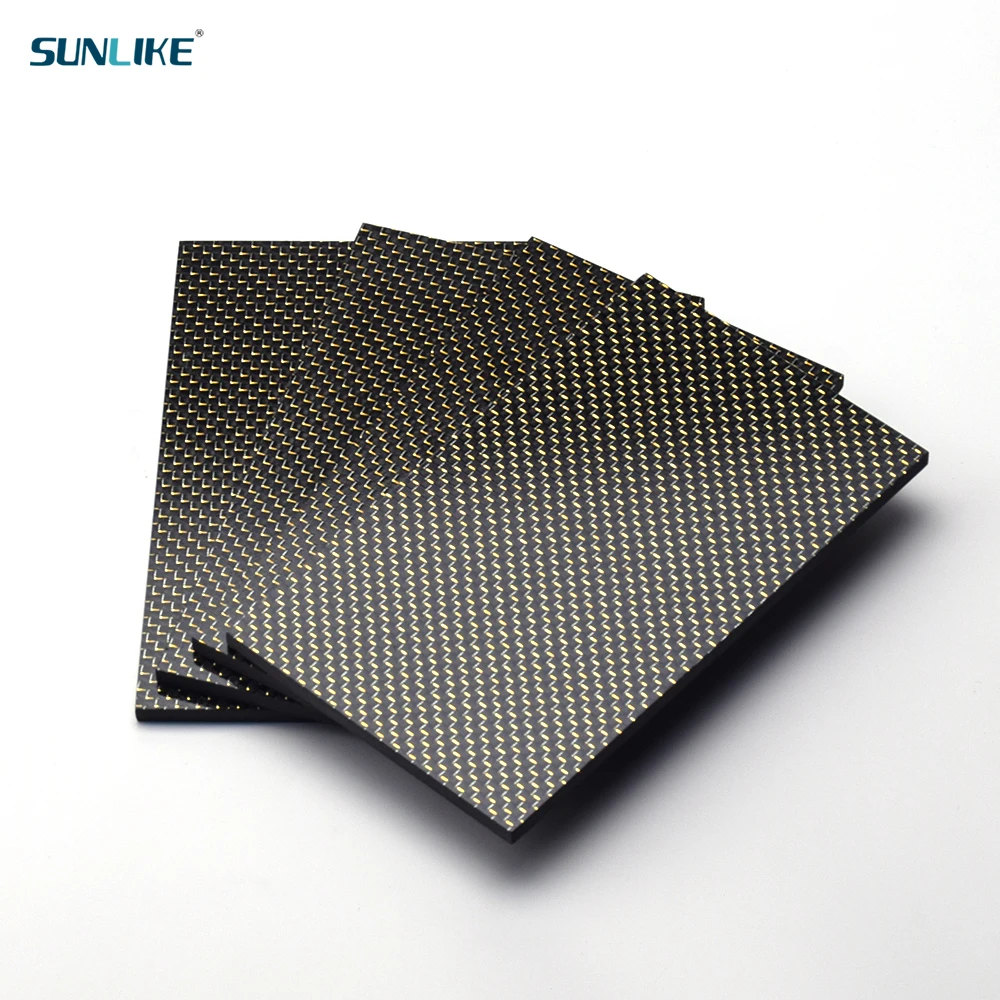 1 Piece 200x400mm High Strength Gold Brushed Carbon Fiber Sheet For RC Model Accessories Material