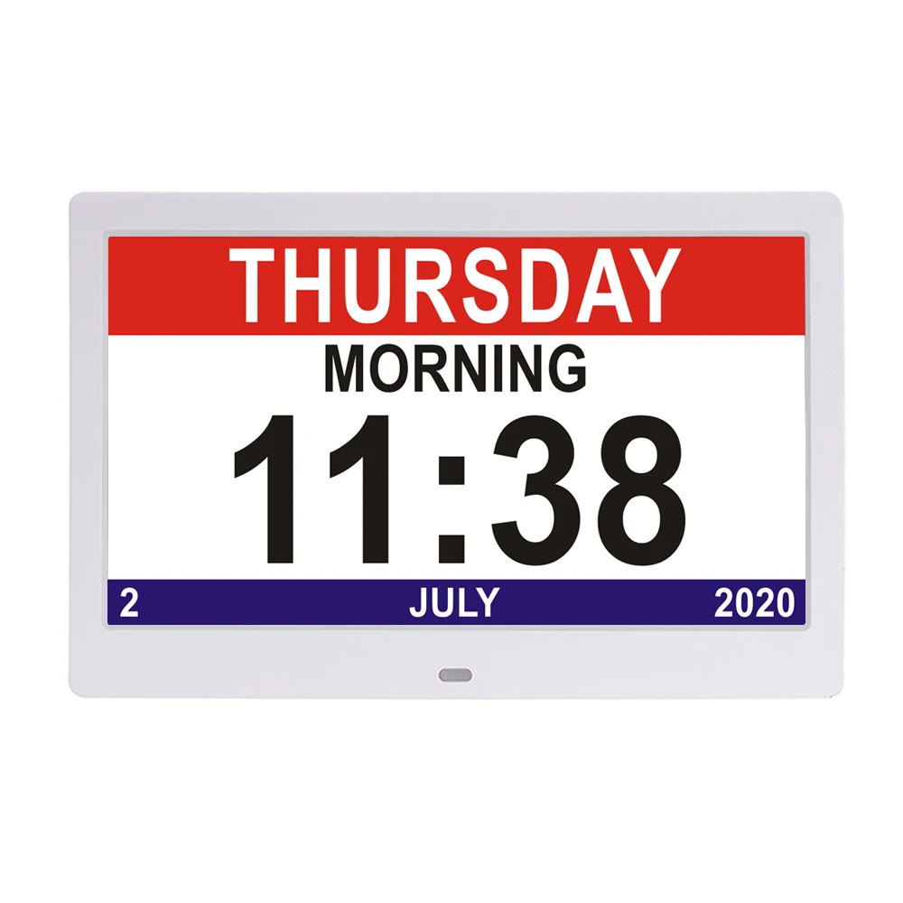 Digital Calendar Alarm Clock for Elderly, 10” Large Screen Display, for Impaired Vision People, Aged, Dementia, Wall Mounted