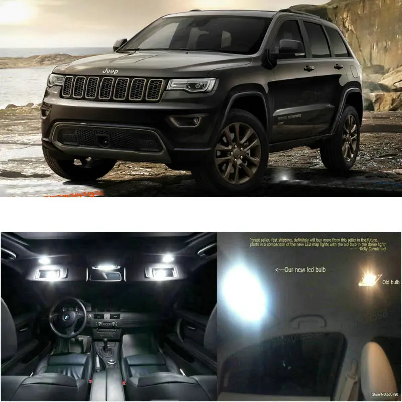 

LED Interior Car Lights For jeep grand cherokee room dome map reading foot door lamp error free 13pc