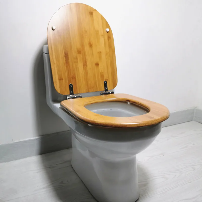 

Stainless steel slow-close quick release hinge solid wood bamboo OUV type universal thicken bamboo toilet seats cover,J20100