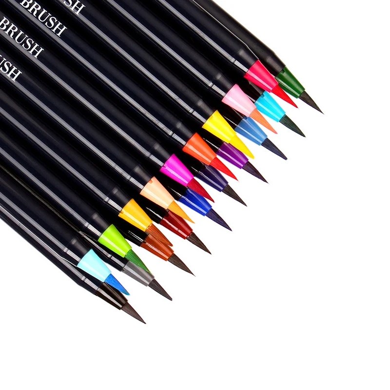 Art Marker 48 Colors Watercolor Brush Pens Markers Pens for Drawing Coloring Books Manga Calligraphy School Supplies Stationery