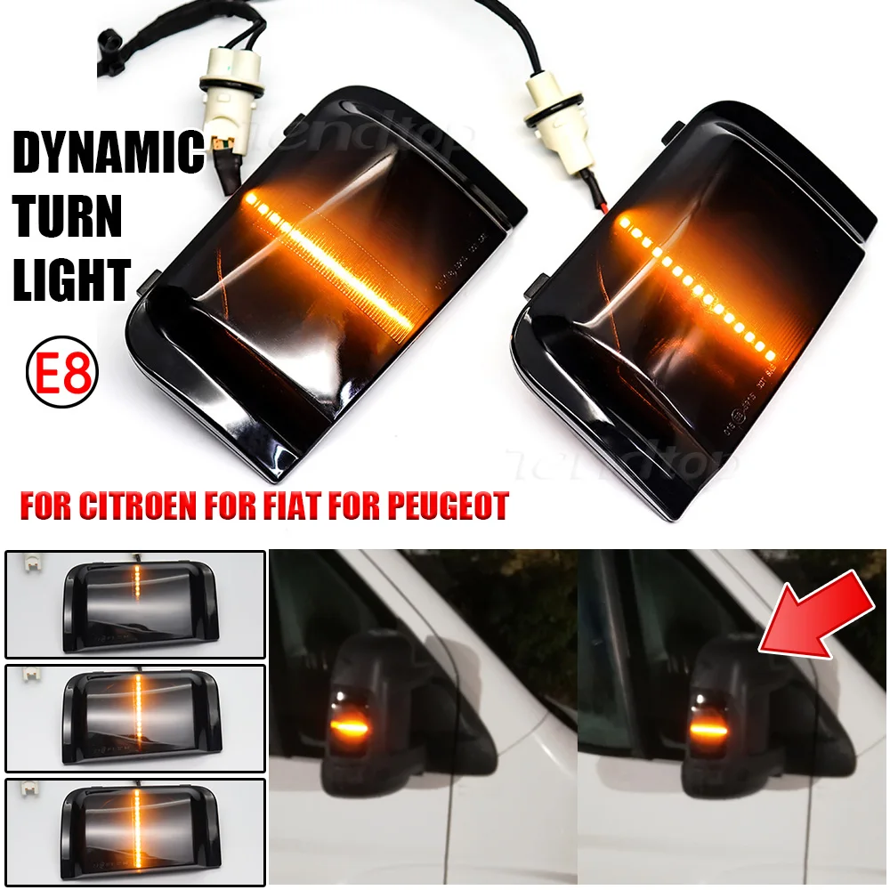 2Pcs Dynamic Flashing Turn Signal Streamer Light Amber Relay Auto Car Assessories For Peugeot Boxer Fiat Ducato Citroen Jumper