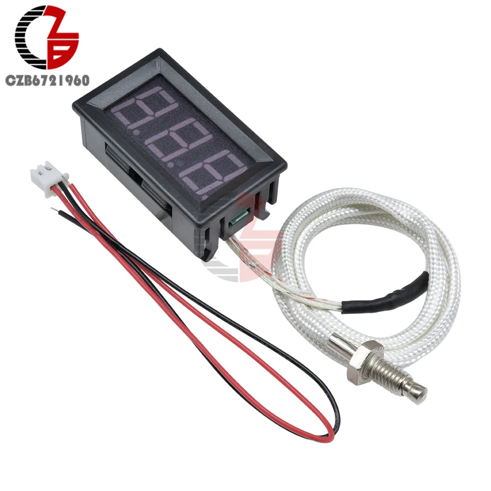 DC 12V B310 LED Digital Thermometer M6 Screw K Type Thermocouple Temperature Tester Monitor Detector Green Display