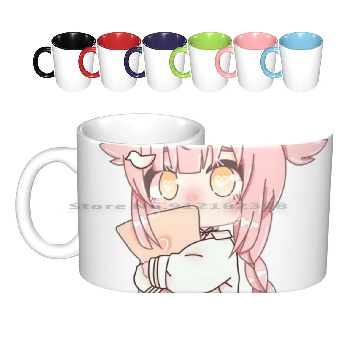 Eiriano-gachado editar canecas de cerâmica, xícara de café, leite, chá, gachada, edição de meninas, vida da gachada fofa de crianças, anime japonês