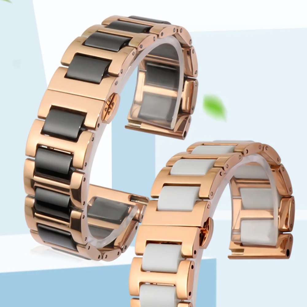 14 16 18 20 22mm Women's men's Ceramic Watch Strap Soft Smooth Fill Multi-Design WatchBand Stainless Steel Common bracelets