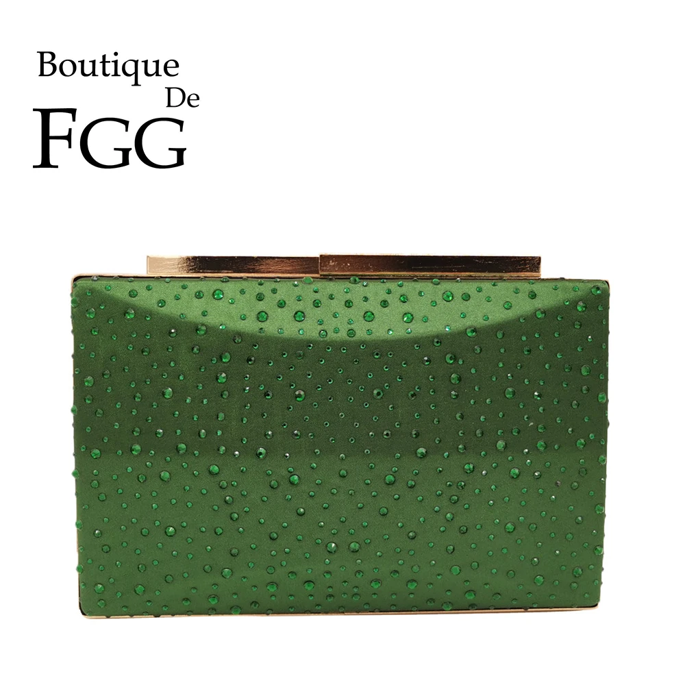 Boutique De FGG Green Crystal Women Evening Clutches Wedding Party Cocktail Purses and Handbags Ladies Rhinestones Clutch Bag