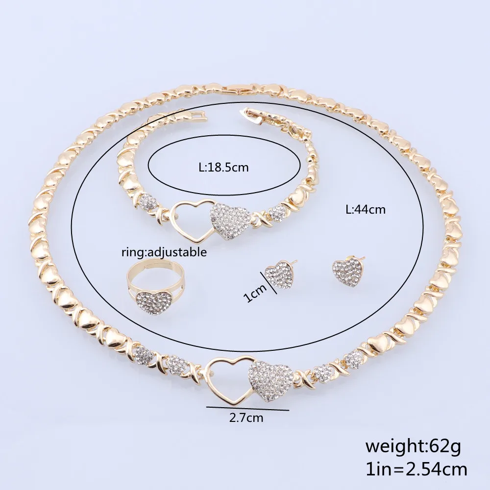 Women Fashion Star Heart Crystal Necklace Bracelet Wedding Party Elegant Earrings Ring Classic Jewelry Sets