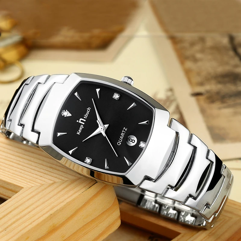 Keep In Touch Mens Watches Top Brand Luxury Stainless Steel Square Quartz Watch For Men Waterproof Date Clock Relogio Masculino