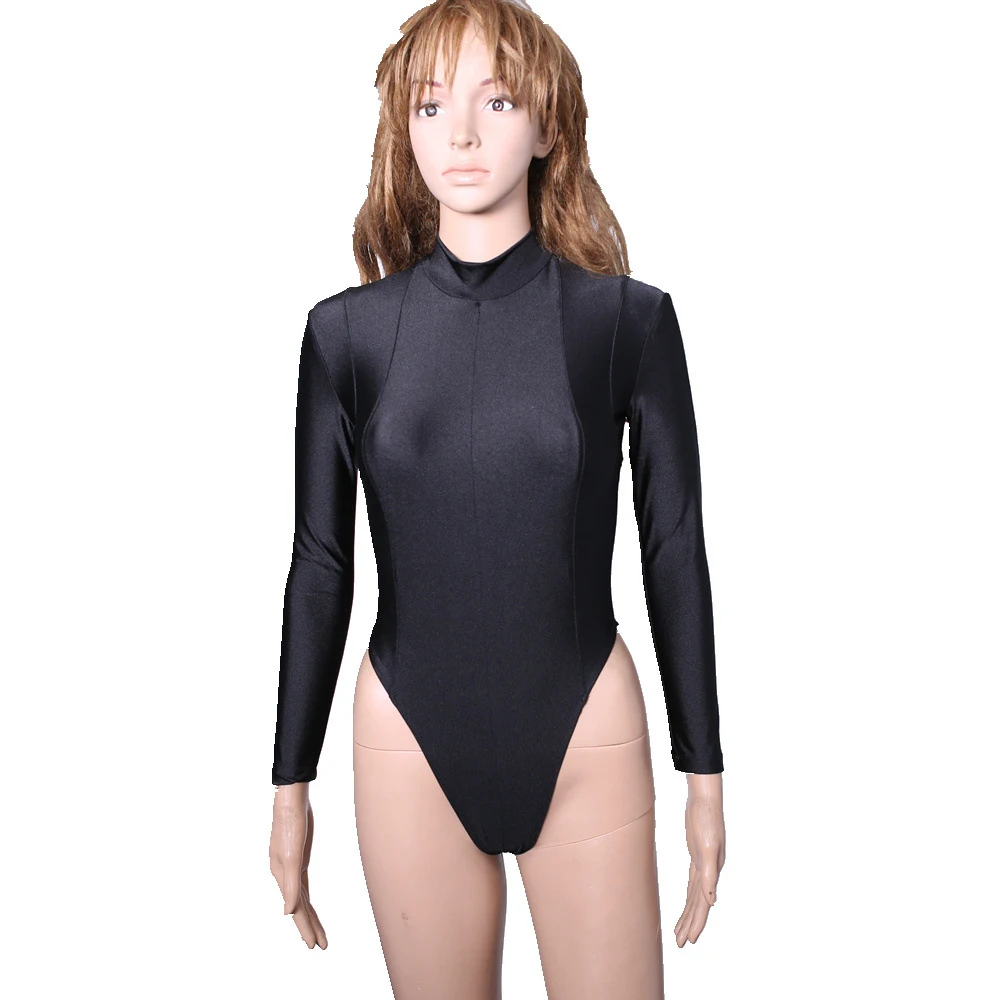 Turtleneck Long Sleeve High Cut Thong Bodysuit Sexy Bathing Suit Women Japanese Swimsuit Body Suit Top Monokini Swimwear Catsuit