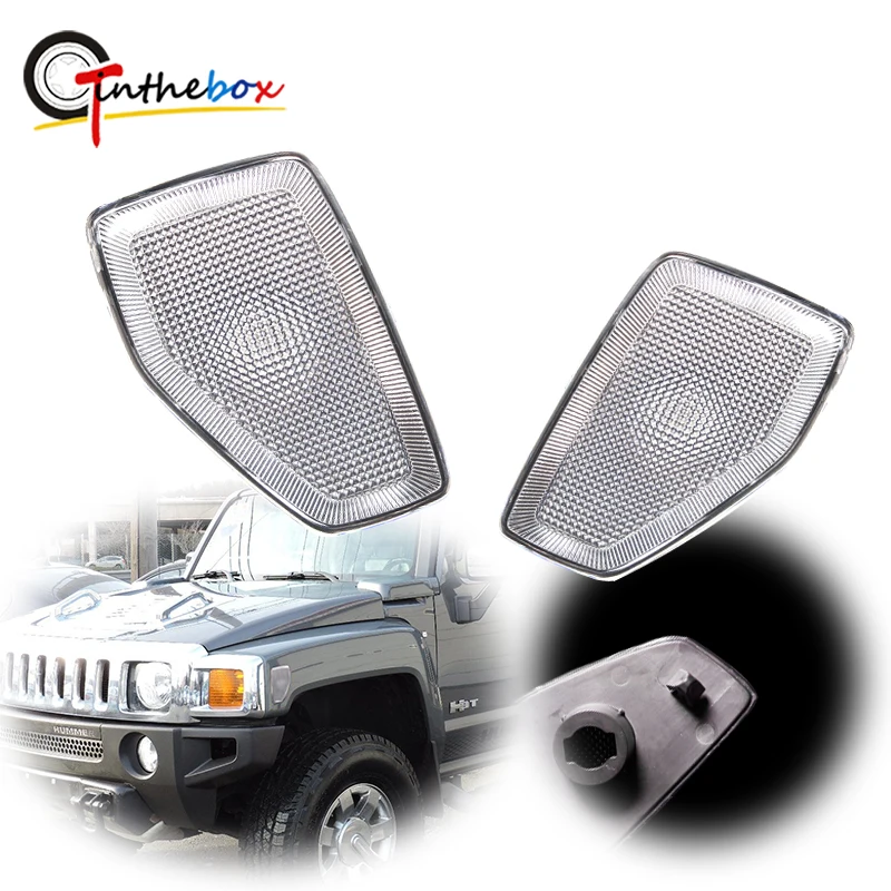 Car Front Fender Side Marker Light Cover Housing Shells For 2005/2006-2010 Hummer H3, For 2009-2010 Hummer H3T, No Bulb / Socket