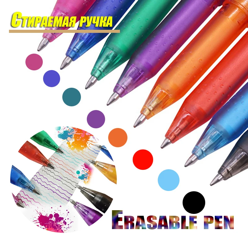 1 Pcs 0.5mm Erasable Pen Or 5 Pcs Refills Colorful 8 Colors Ballpoint pen Drawing Tools Student Writing Office Stationery Pen