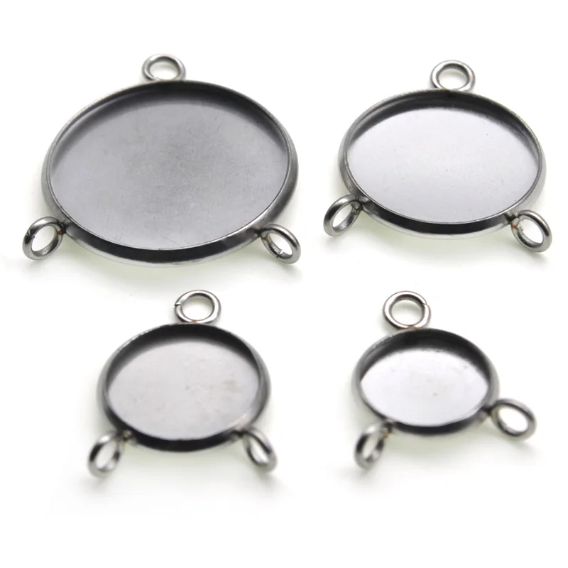 Stainless Steel Base Cabochon 8 10 12 20 25 mm Necklace Pendant for Jewelry Making Pendant Earring Base Connector DIY Bracelet