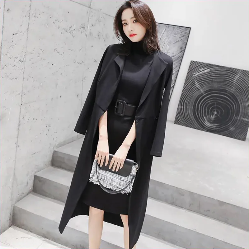 (made by yihaodi) two piece windbreaker women's 2021 spring and autumn new style suit base Sleeveless Dress + suit collar windbr