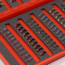 Bimoo 64/120pcs Combination Beadhead Nymph Fly Trout Fishing Flies John Wood Two Cent Caddis Bluegill Crappie Makerel Fish Bait