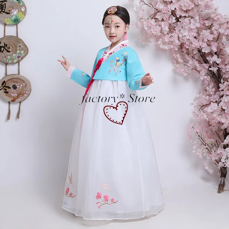 

Детская танцевальная одежда Hanbok для девочек, костюм для корейских танцев, костюмы для народных танцев даэ Джан геума