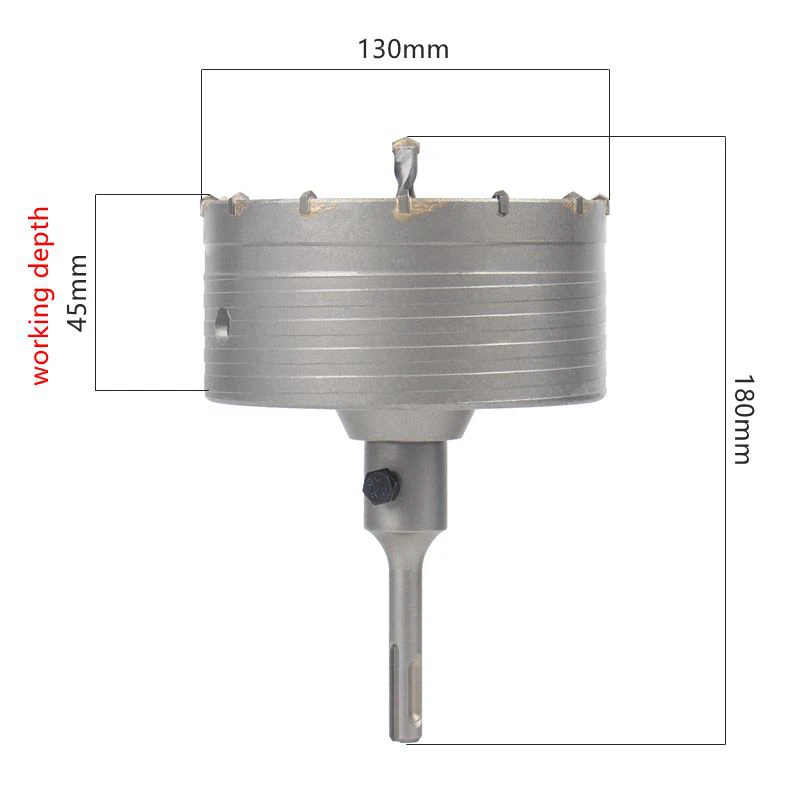 HEDA 130mm Concrete Tungsten Carbide Alloy Core Hole Saw SDS PLUS Electric Hollow Drill Bit Air Conditioning Pipe Cement Stone