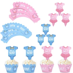 Baby Shower Decor Cupcake Wrapper With Topper Gender Reveal Party Girl Kids Birthday Party Favors Cake Decoration Supplies