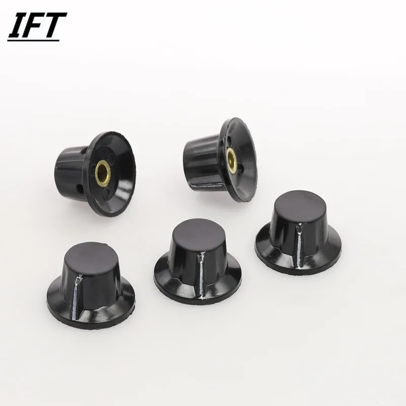 5 Pcs Black 19mm Top 6mm Shaft Insert Dia Potentiometer Rotary Knobs Caps