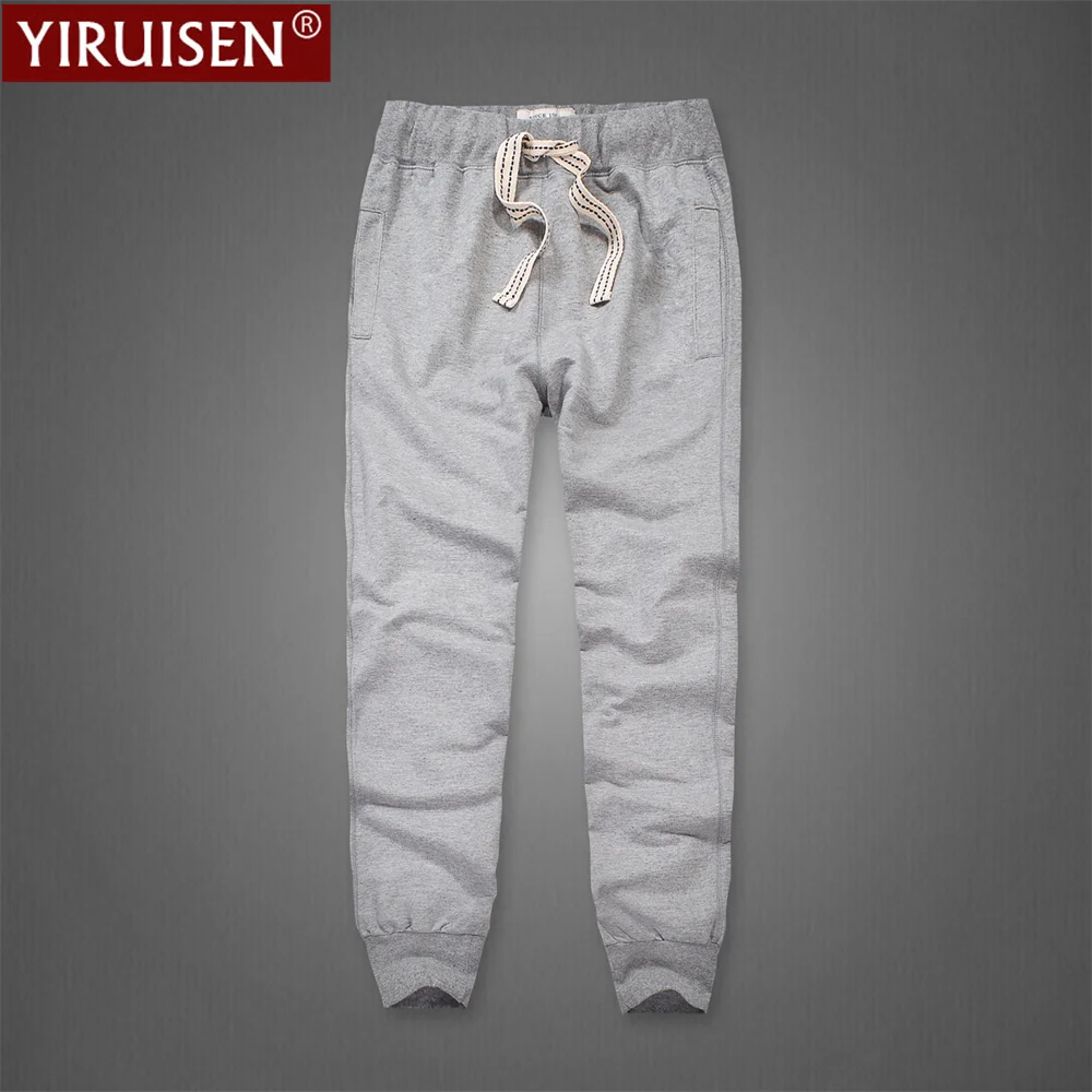 

YIRUISEN Autumn Casual Fashion Gray Color Trousers 100% Cotton Mens Sweatpants High Quality Comfortable Breathable Clothing