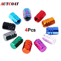 AUTCOAT 4Pcs Aluminum Car Wheel Tire Valve Caps Tyre Rim Stem Covers Airdust Waterproof For Automobiles Motorcycles Trucks Bikes