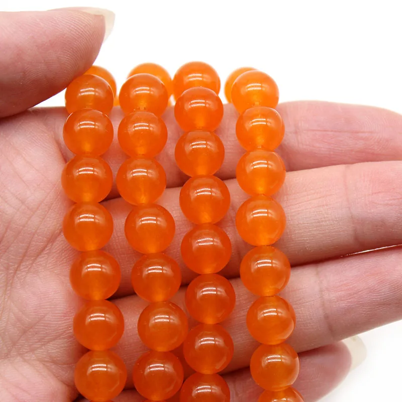 Natural Stone AAA Orange Chalcedony Jades Beads Loose Spacer Beads For Jewelry Making DIY Fashion Bracelet 15\