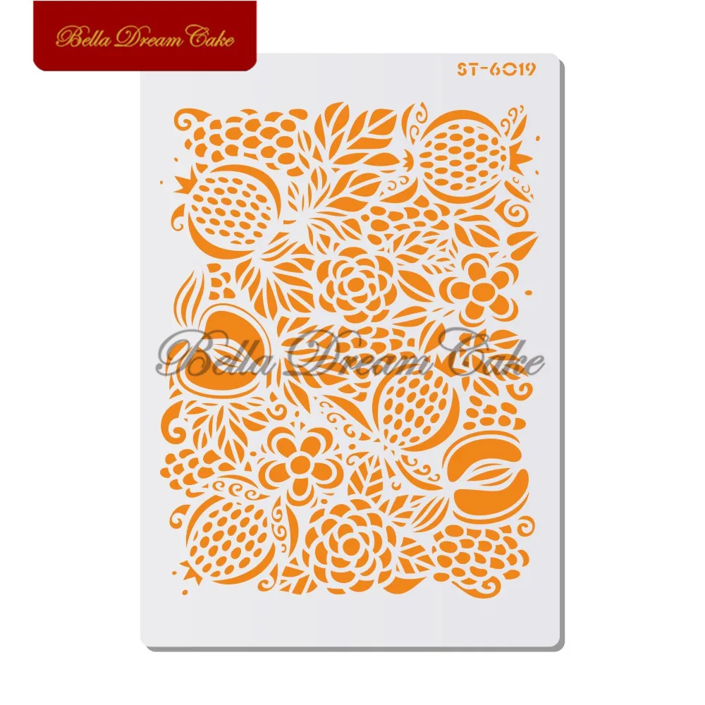 Fruit&Flower Design Cake Stencil Wall Stencils for DIY Home Decor Scrapbooking Painting Drawing Stencils Template Cake Tools