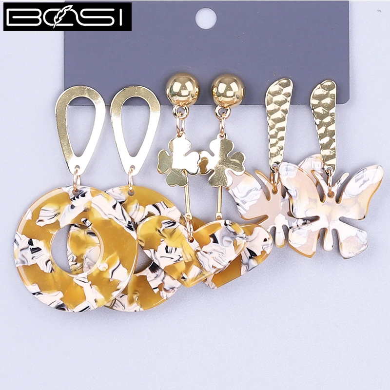 BOSI acrylic set earrings fashion jewelry drop earrings set Women minimalist long earrings kpop simple earring girls wholesale