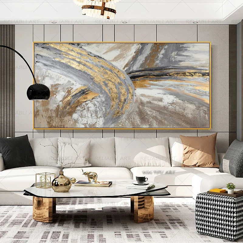 One Piece Abstract Golden Painting Wall Art Picture For Living Room Canvas Prints Modern Home Decor Posters And Prints No Frame