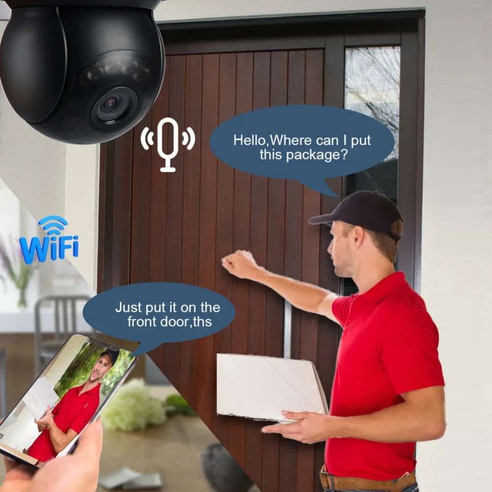 Rodset-cámara IP de seguridad ONVIF para exteriores, videocámara PTZ de 3MP, con Wifi, Zoom Digital 4X, seguimiento automático, Audio y detección humana por Ia