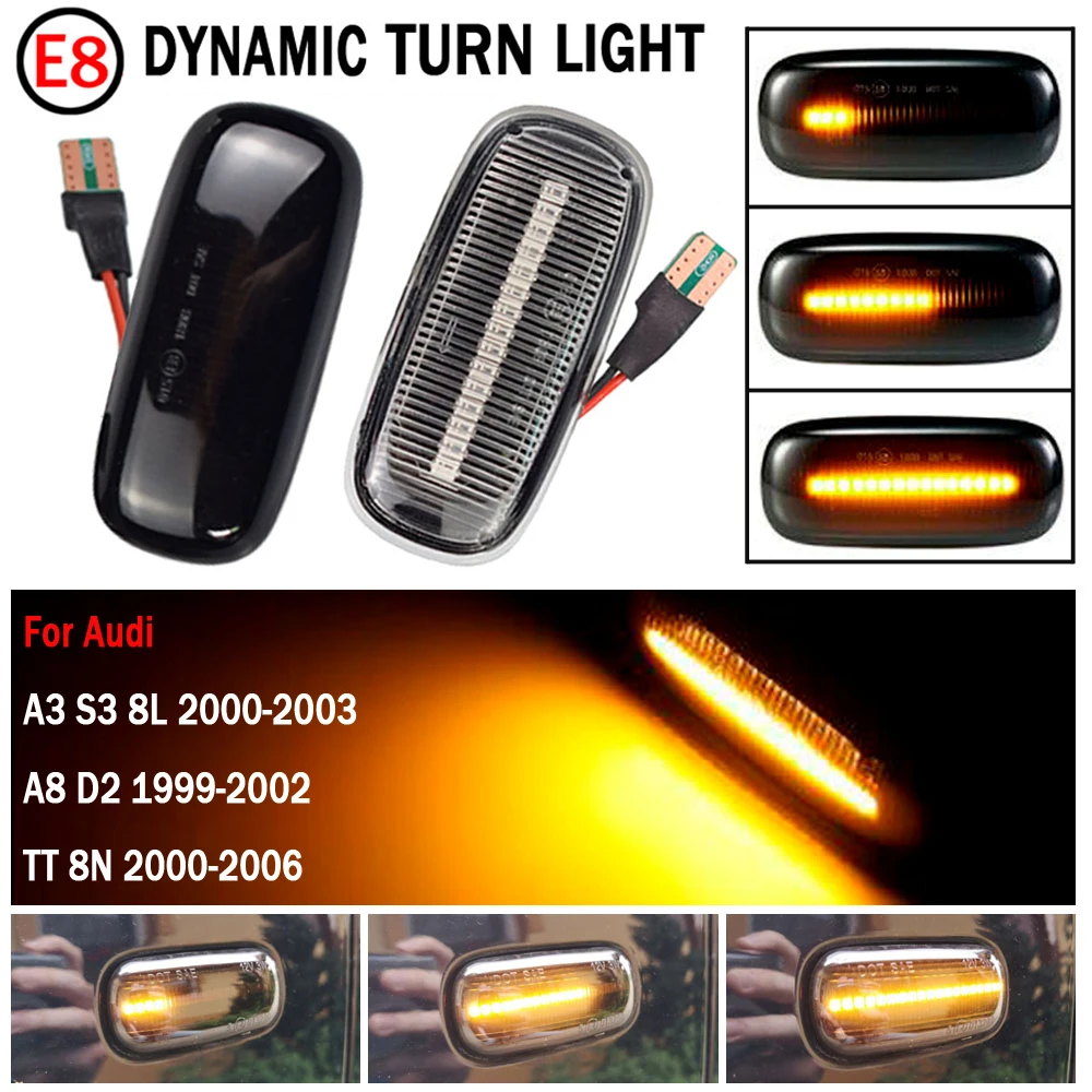 2X LED ديناميكية الجانب ماركر بدوره أضواء الإشارة مؤشر مصابيح 8n0 949 127a لأودي A3 S3 8L 00-03 A8 D2 99-02 TT 8N 00-06 #3
