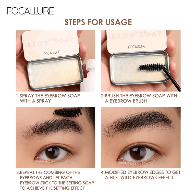 FOCALLURE Brow Soap 3D Feathery Wild Eyebrow Wax Waterproof Long Lasting Eye Brow Styling Soap Brows Cosmetics