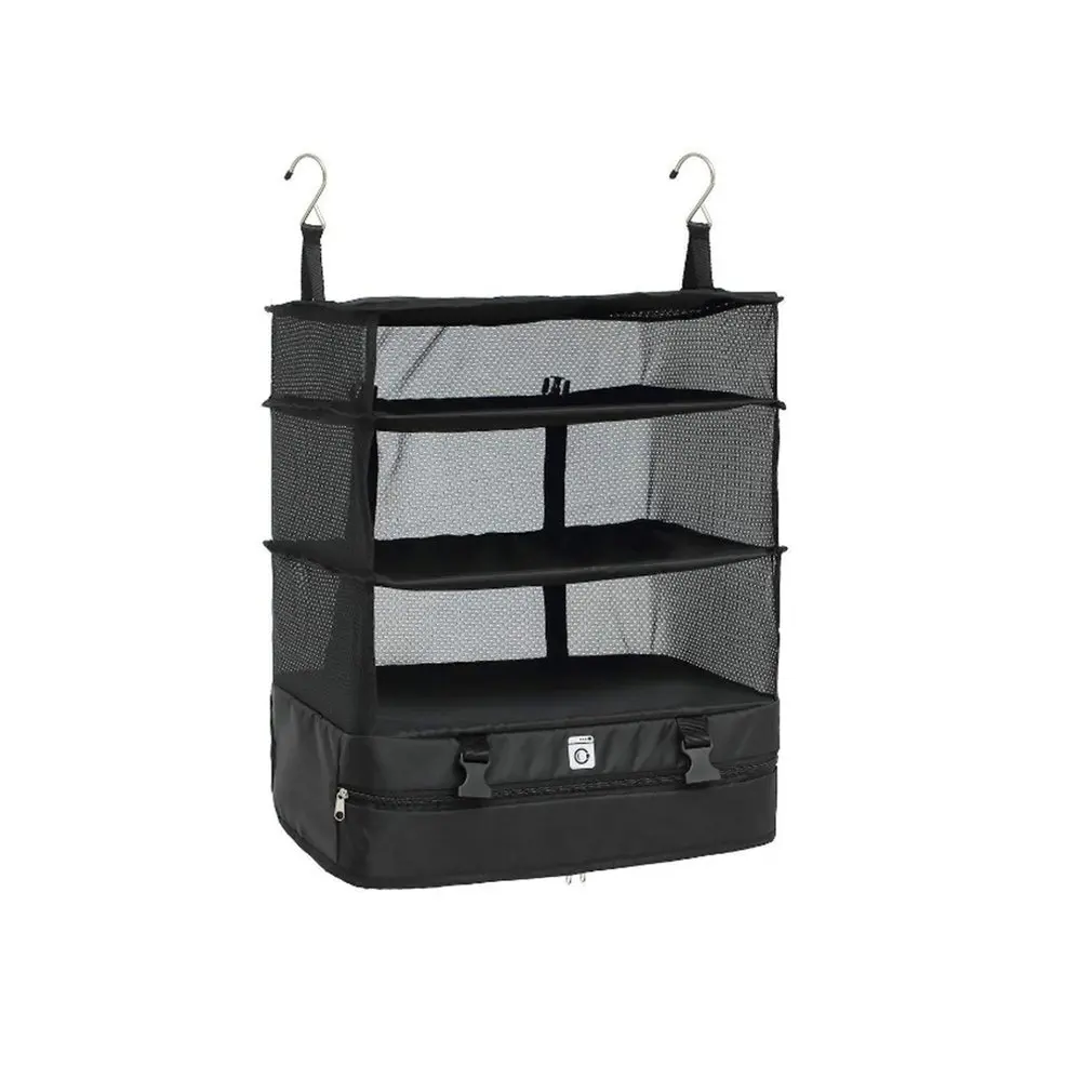 

Foldable Portable Travel Storage Bag Hook Hanging Organizer Wardrobe Clothes Storage Rack Holder Travel Suitcase Shelves