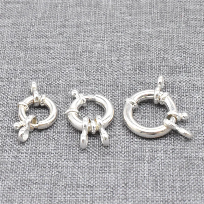 925 Sterling Silver Spring Ring Pearl Clasp 2 Strand for Necklace Bracelet 10mm 12mm 14mm