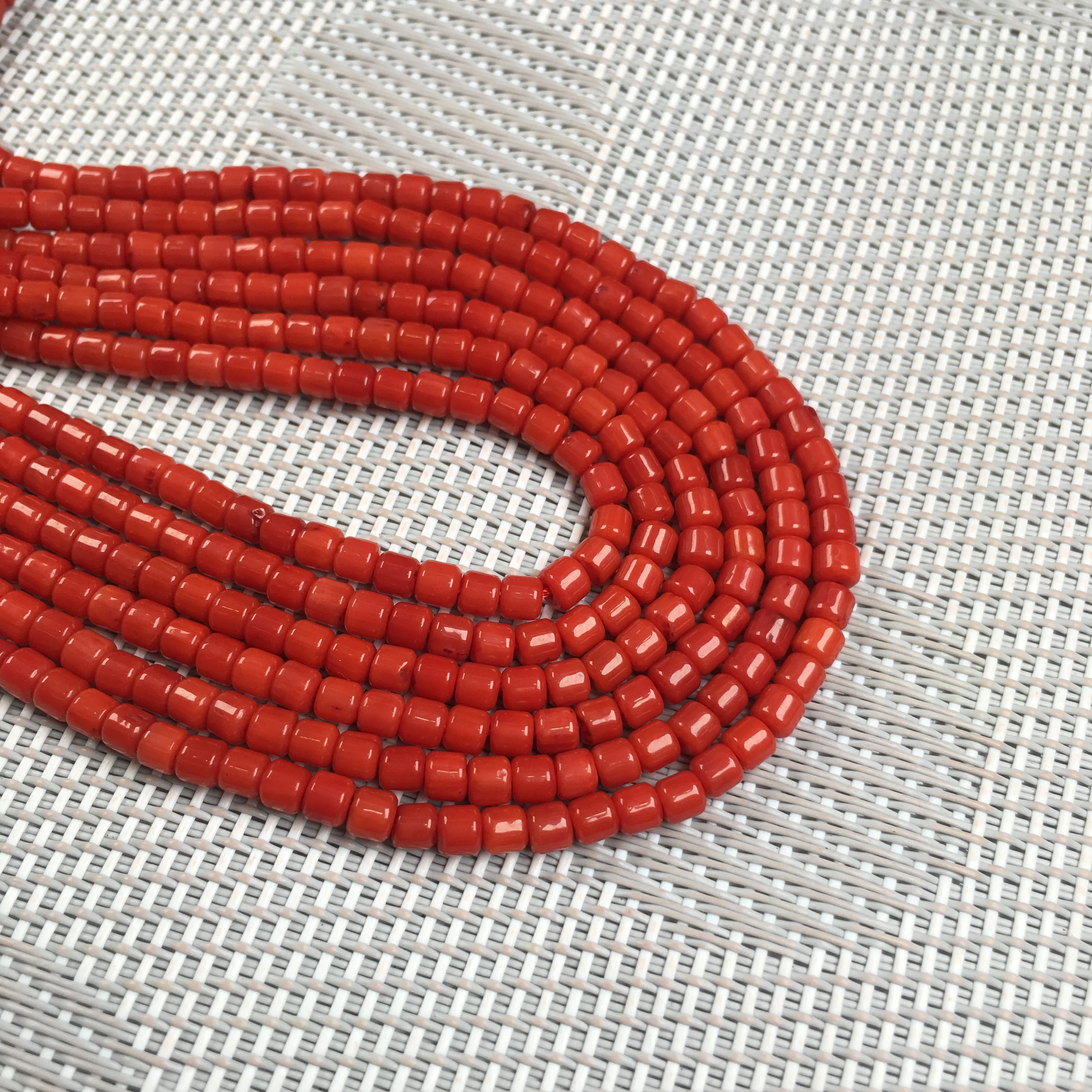 Natural Red Coral Beads Cylindrical Shape Exquisite Loose Beads for Making DIY Jewelry Necklace Bracelet Accessories 3x3mm