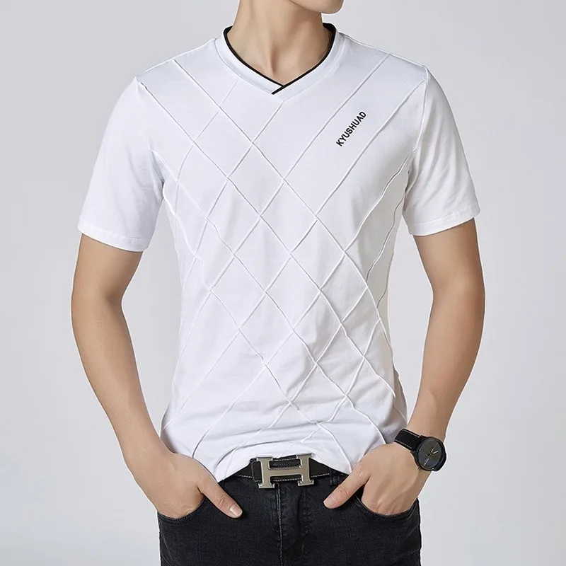 2023 Summer Solid Color Cotton Lapel Short-sleeved T-shirt Cultural Shirt Korean Custom Men's Short-sleeved T-shirt Casual image 6