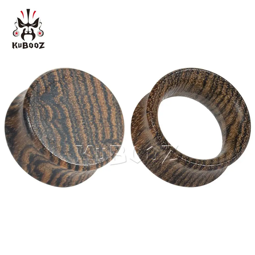 Kubooz Newest Style Design Horn Flat Wood Ear Piercing Plugs Stretchers Earring Tunnels Gagues Body Jewelry Gift