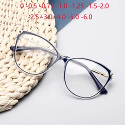 0 -0.5 -0.75 To -6.0 Anti Blue Rays Myopia Eyeglasses Finished Women Cat Eye Short-sight Eyewear Prescription Okulary Korekcyjne